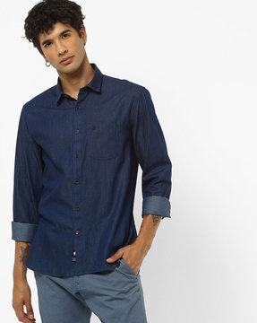 denim shirt with patch pocket