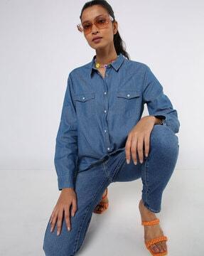 denim shirt with patch pockets