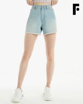 denim shorts with cutouts