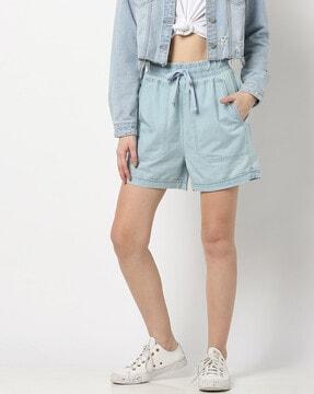 denim shorts with elasticated waist