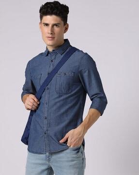 denim slim fit workwear shirt