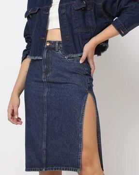 denim straight skirt