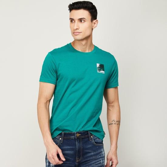 denimize men solid regular fit crew neck t-shirt