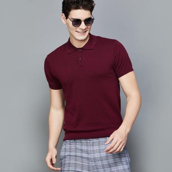 denimize men solid regular fit polo t-shirt