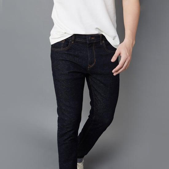 denimize men solid slim tapered fit jeans