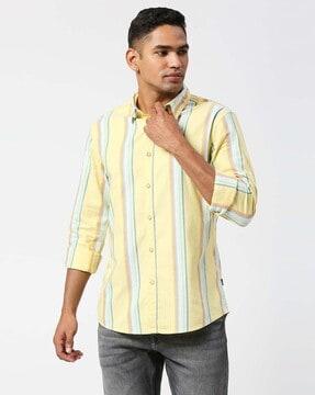 denis striped shirt with spread collar
