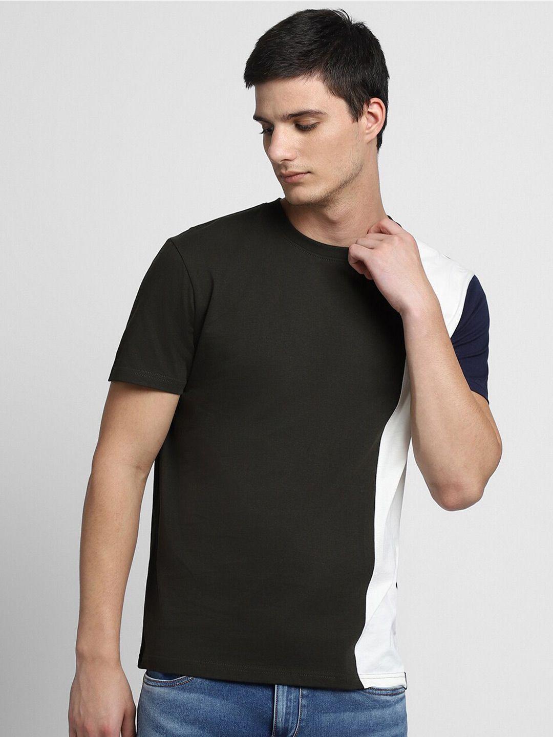 dennis lingo colourblocked slim fit pure cotton t-shirt