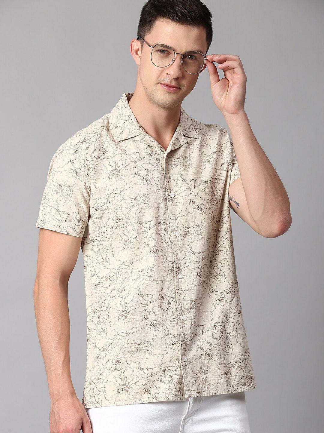 dennis lingo men slim fit floral cotton printed casual shirt