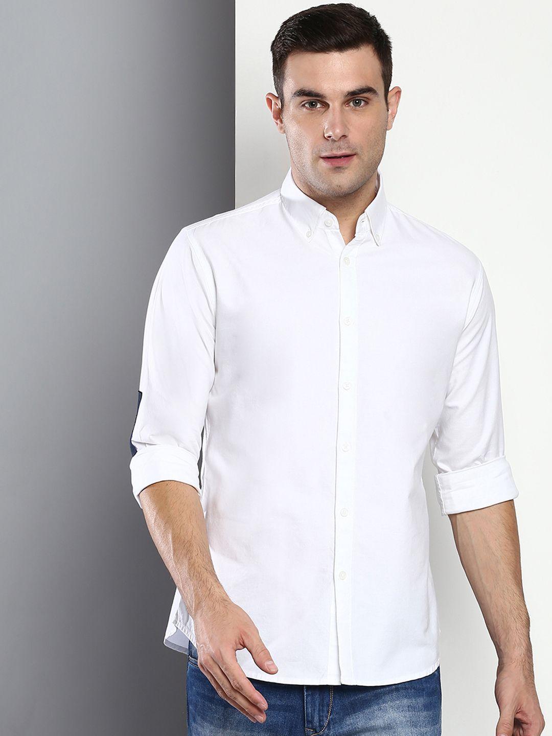 dennis lingo men white slim fit casual shirt