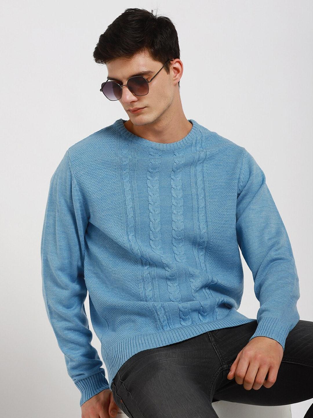 dennis lingo cable knit round neck pure acrylic pullover