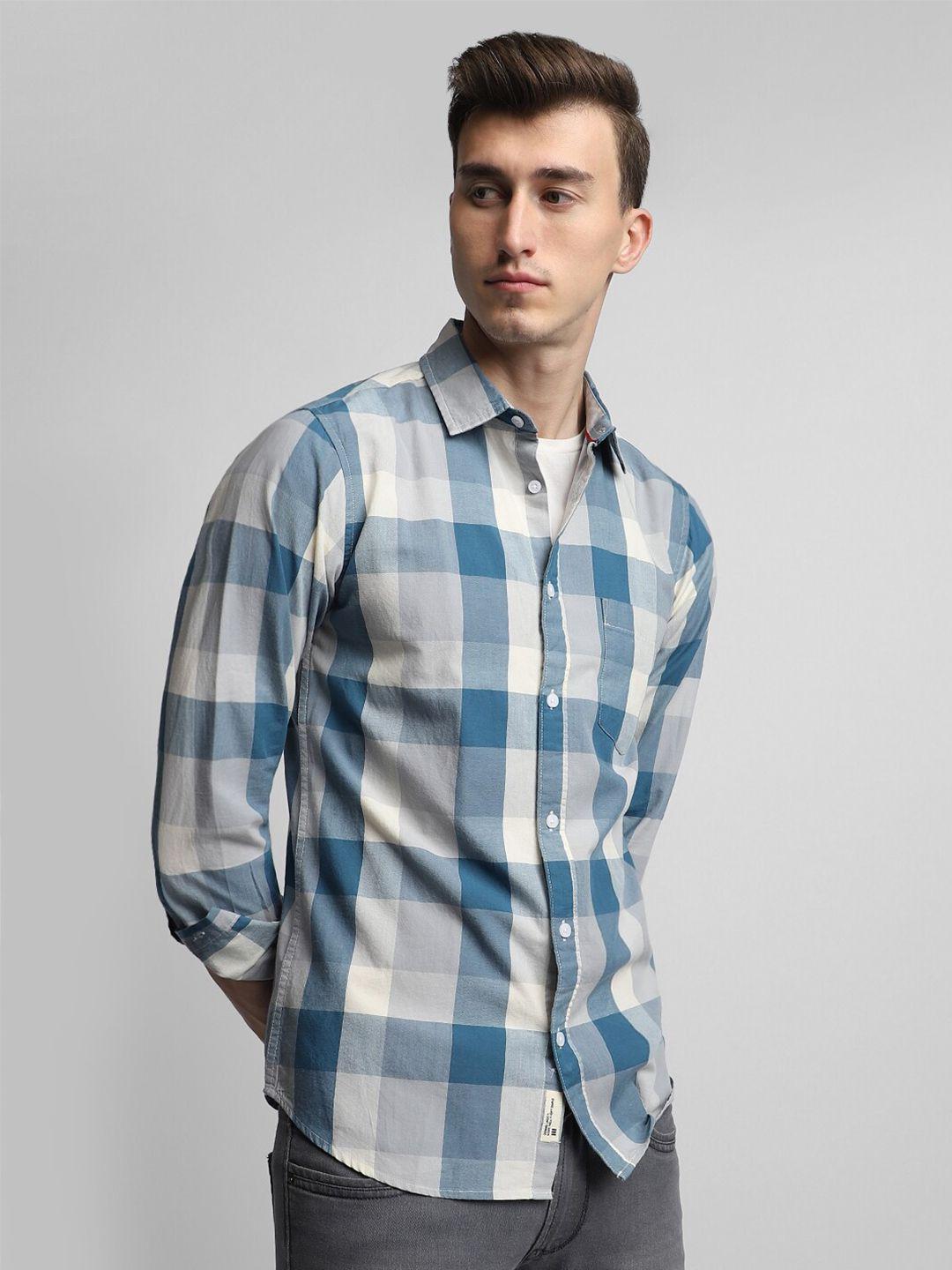 dennis lingo classic slim fit tartan checked pure cotton casual shirt