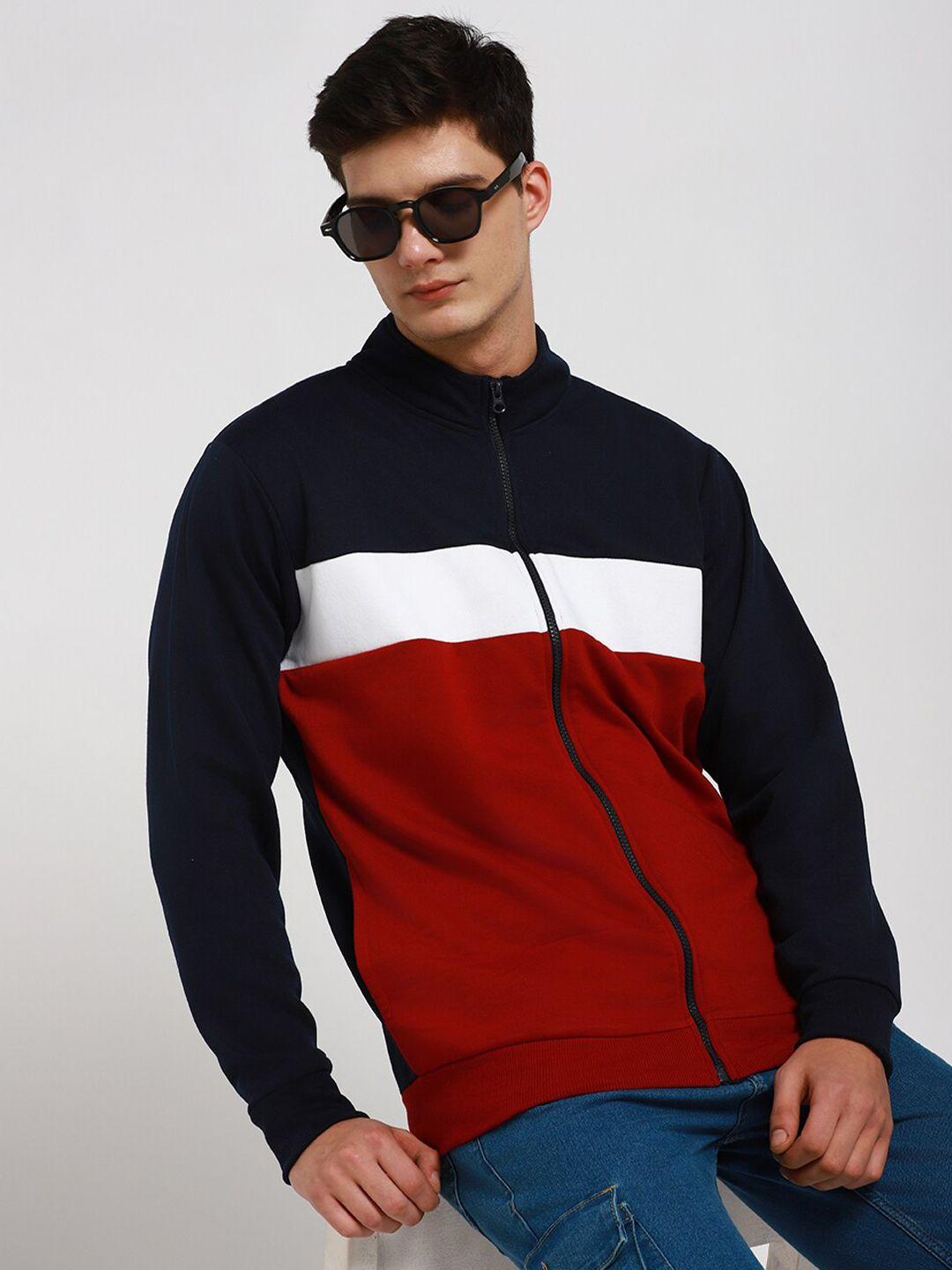 dennis lingo colourblocked cotton front-open pullover