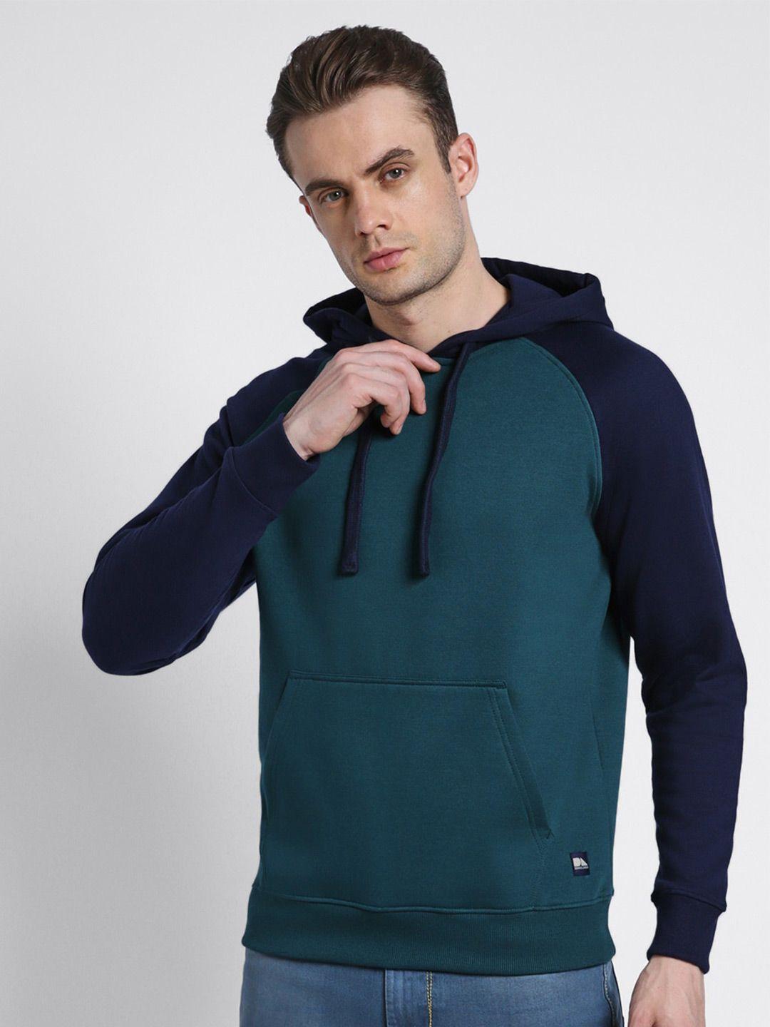 dennis lingo colourblocked hooded ribbed cotton pullover sweatshirt