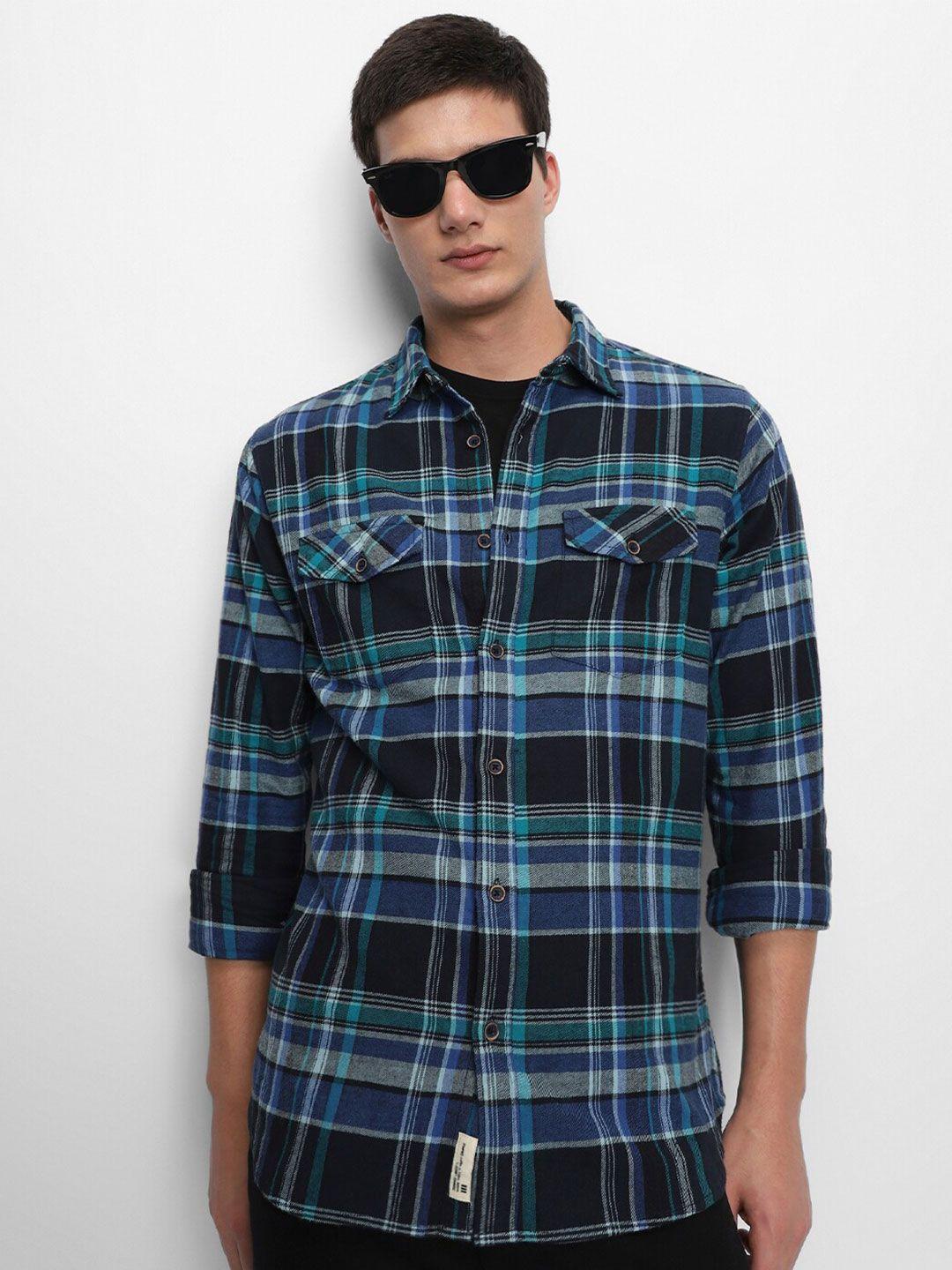 dennis lingo comfort slim fit tartan checked pure cotton casual shirt