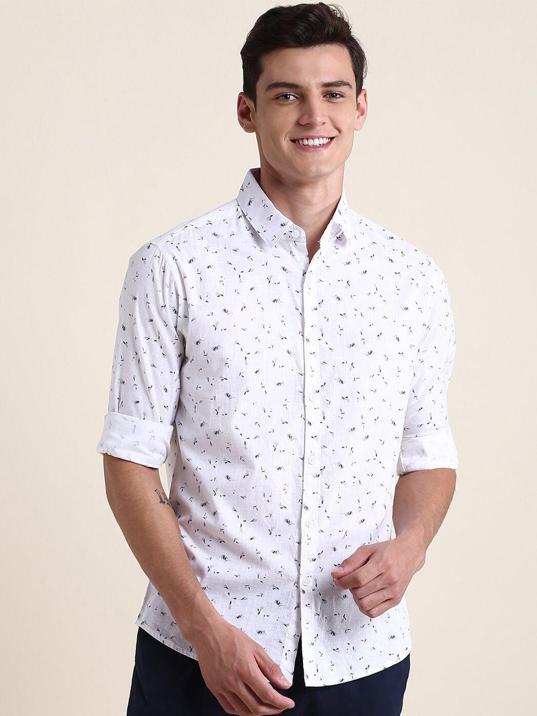 dennis lingo floral printed slim fit cotton casual shirt