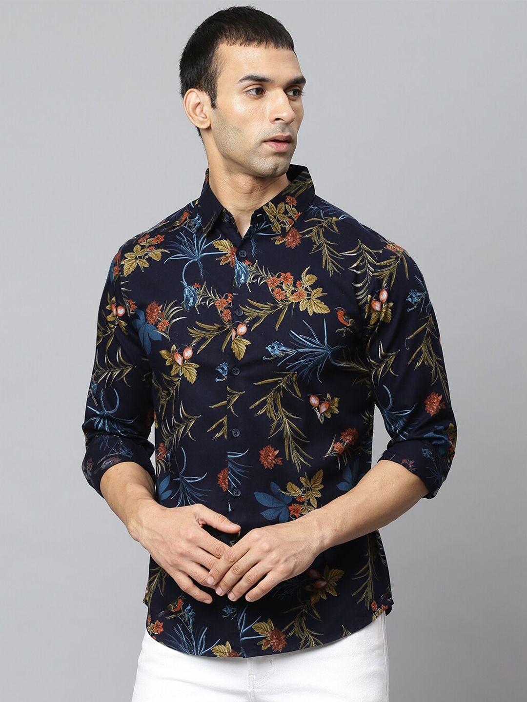 dennis lingo floral printed standard slim fit pure cotton casual shirt