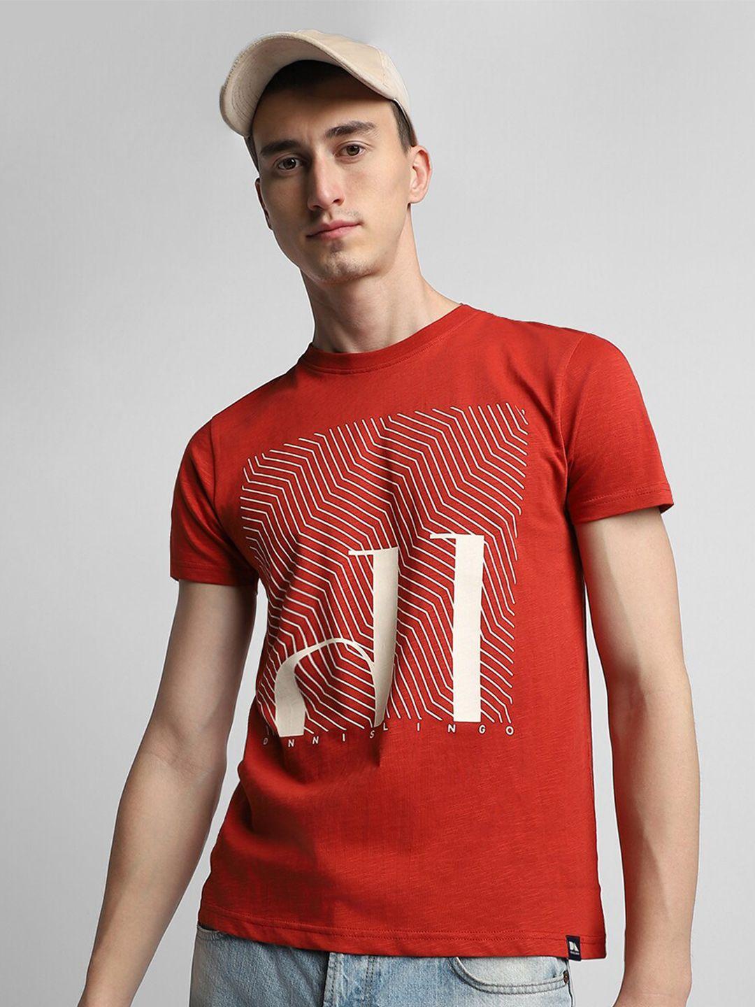 dennis lingo geometric printed slim fit t-shirt