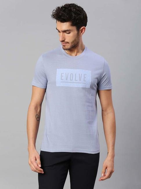 dennis lingo light blue regular fit crew t-shirt