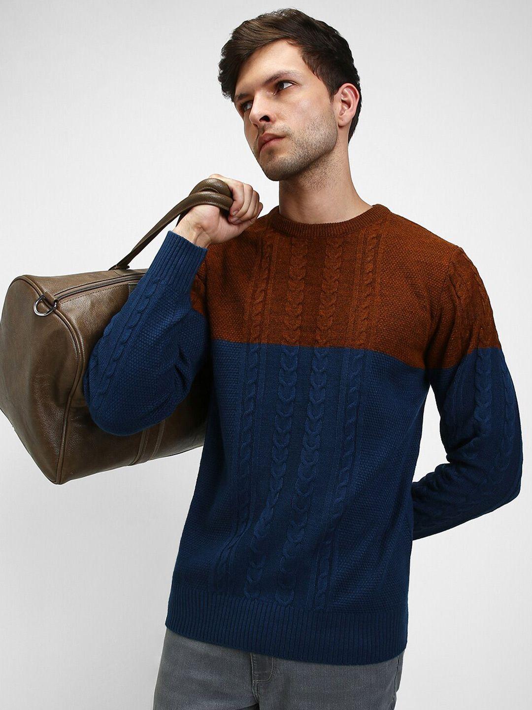 dennis lingo long sleeves cable knit acrylic pullover