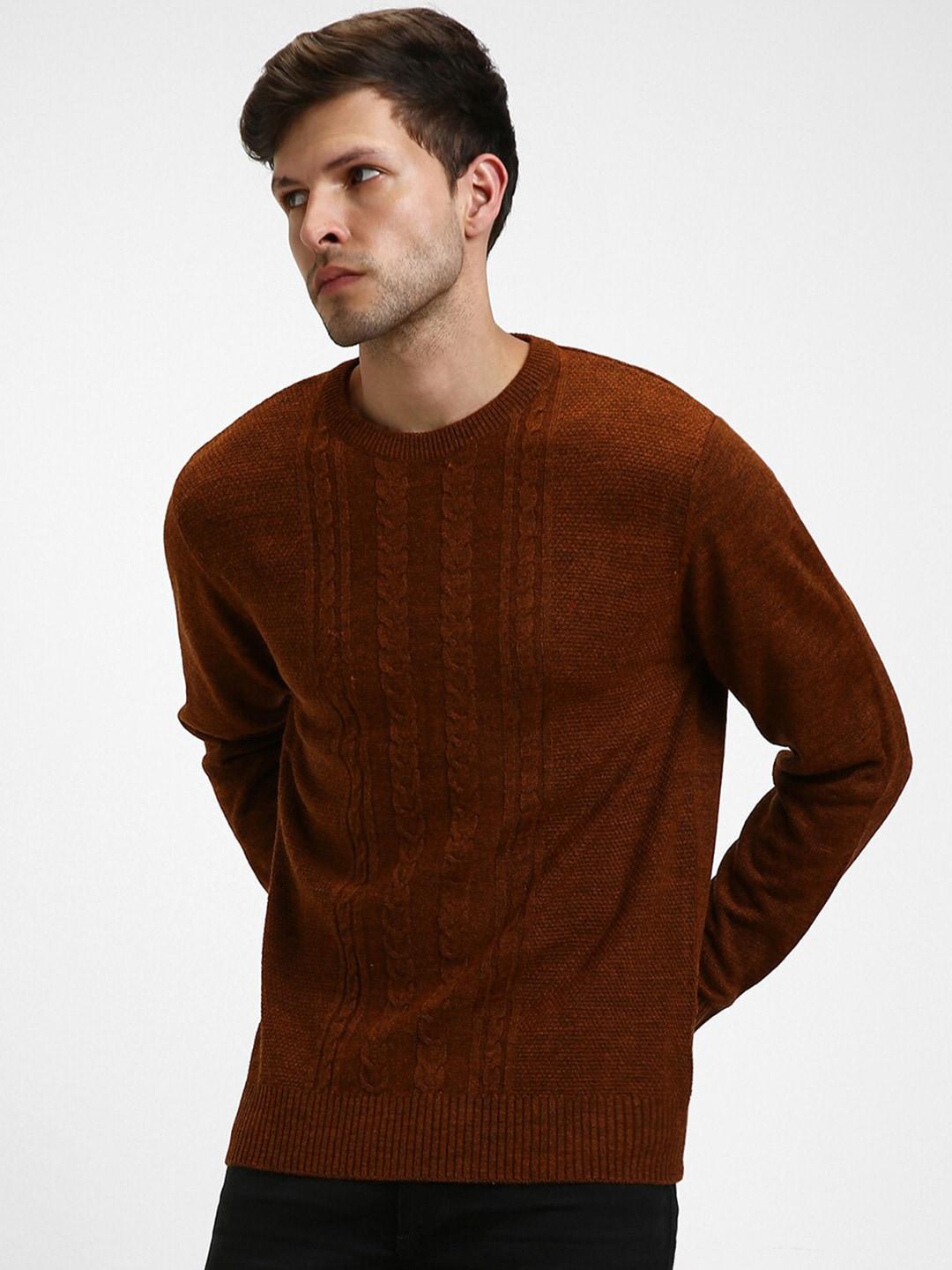 dennis lingo long sleeves cable knit acrylic pullover