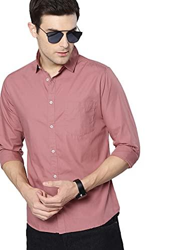 dennis lingo men's solid dusty pink casual shirt (c301_dusty pink_l)