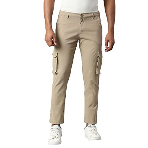 dennis lingo men's walnut cotton solid cargo trouser (b401_walnut_34)