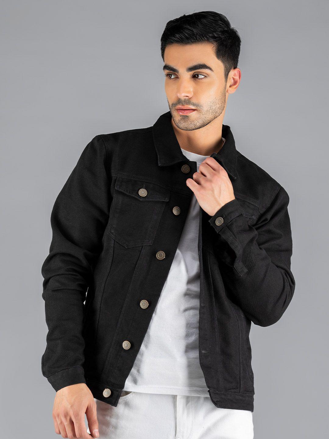 dennis lingo men black lightweight outdoor denim jacket