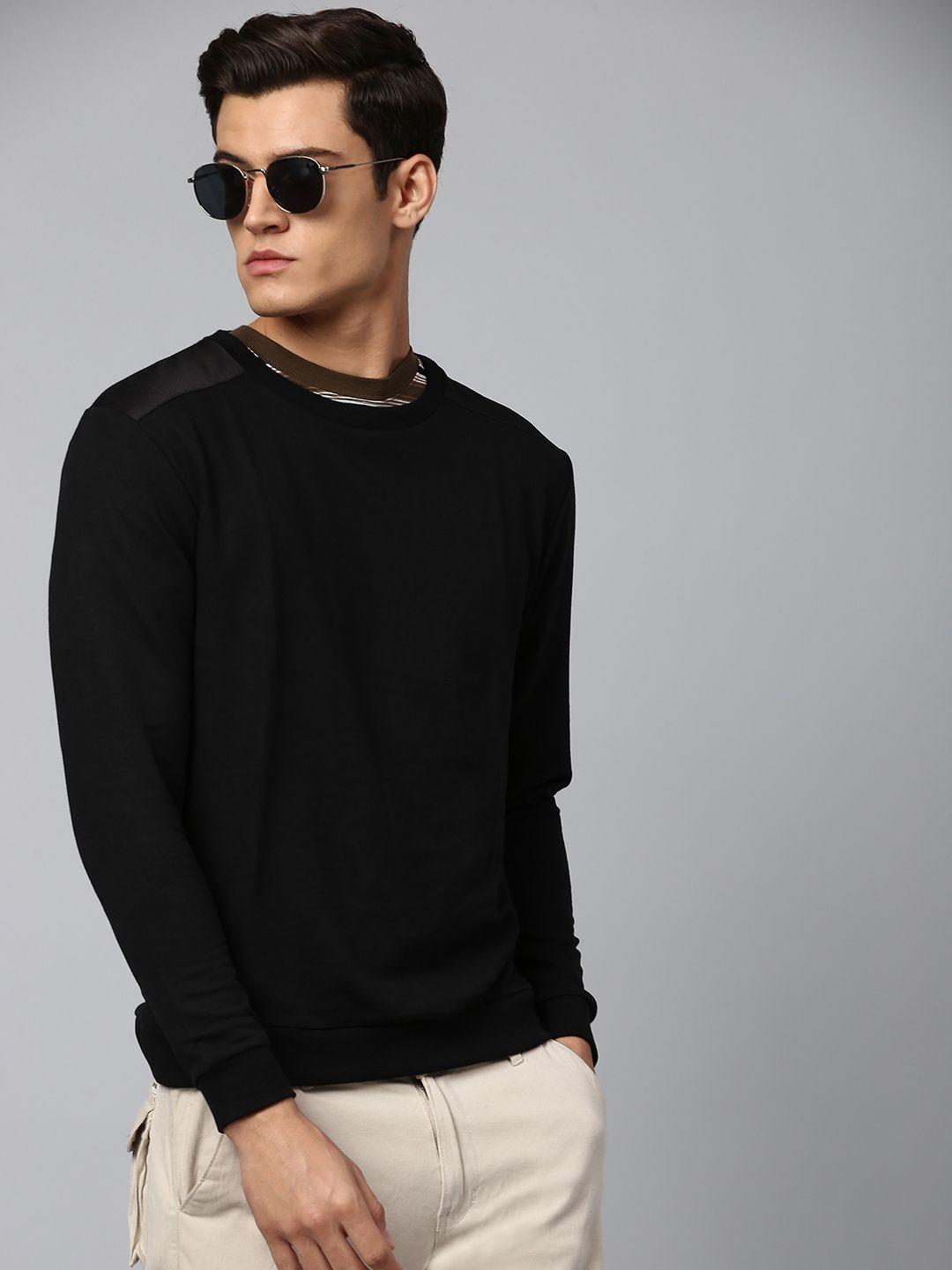 dennis lingo men black solid sweatshirt