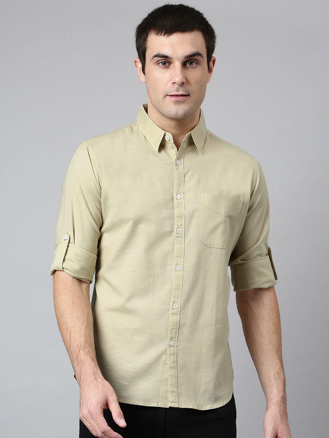 dennis lingo men brown comfort slim fit casual shirt