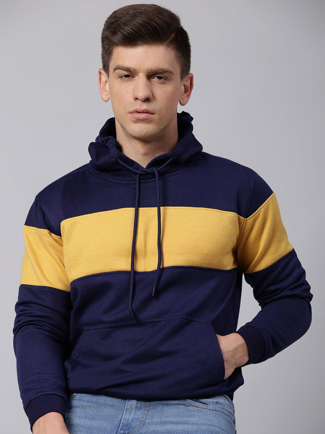 dennis lingo men colourblocked hooded sweatshirt