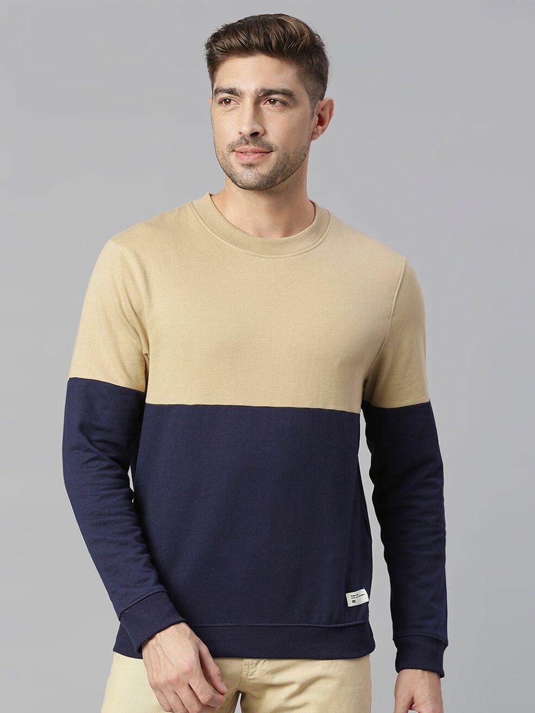 dennis lingo men colourblocked round neck sweatshirt
