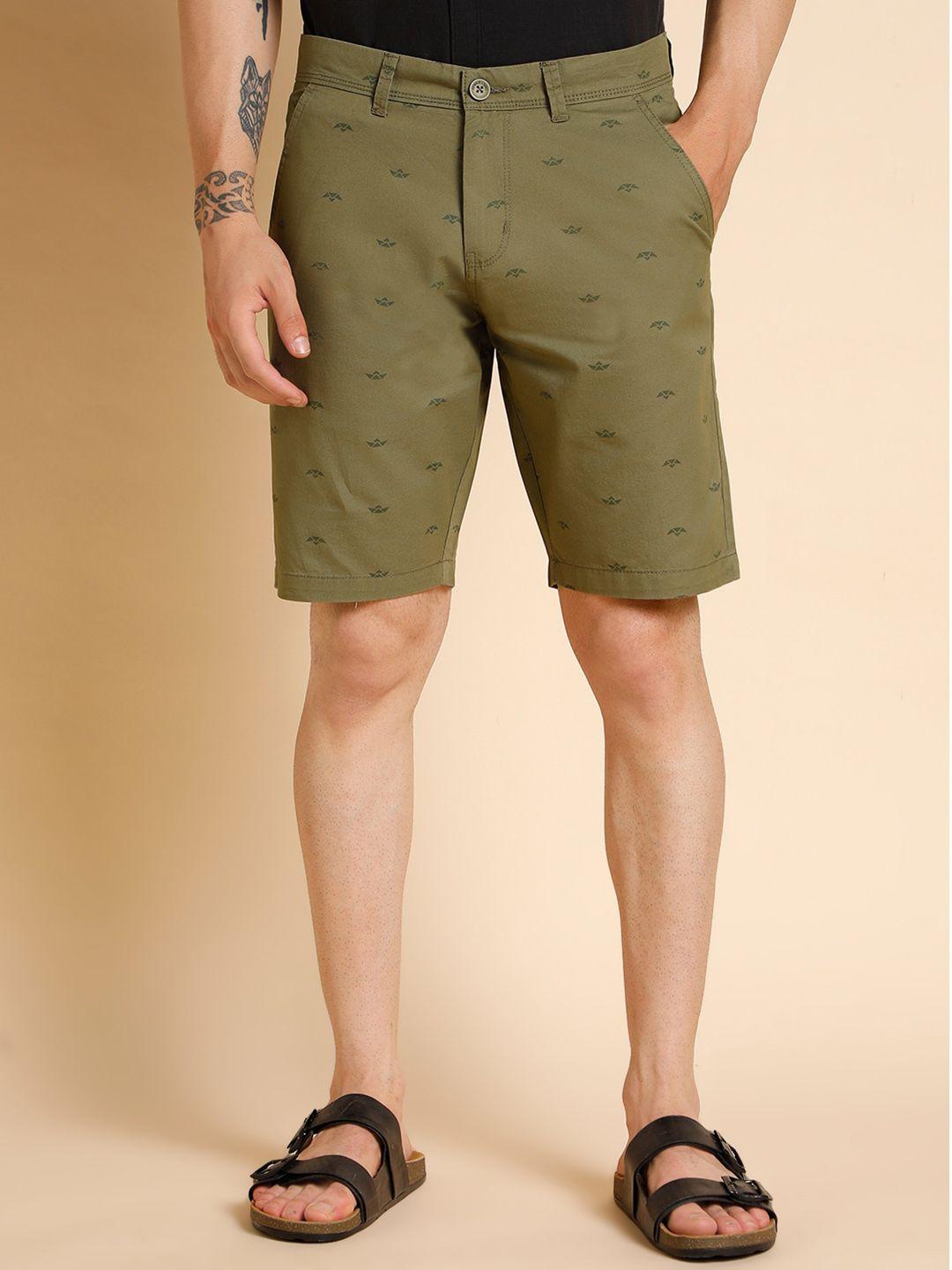 dennis lingo men conversational printed slim fit pure cotton shorts