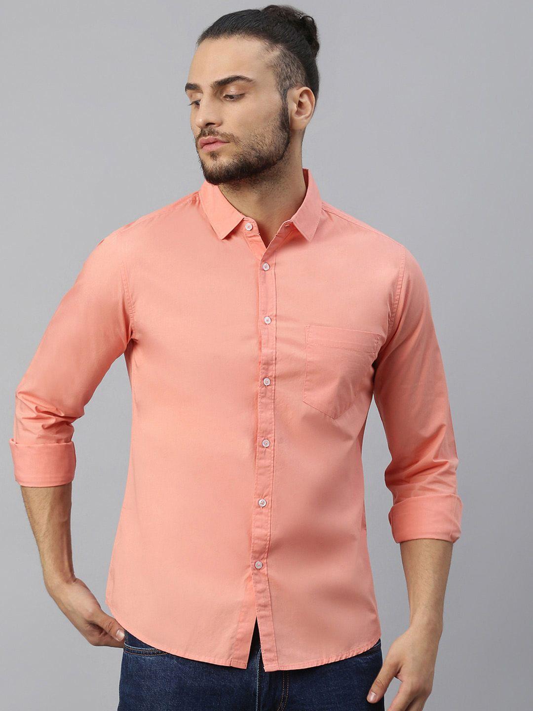 dennis lingo men coral comfort slim fit opaque casual shirt