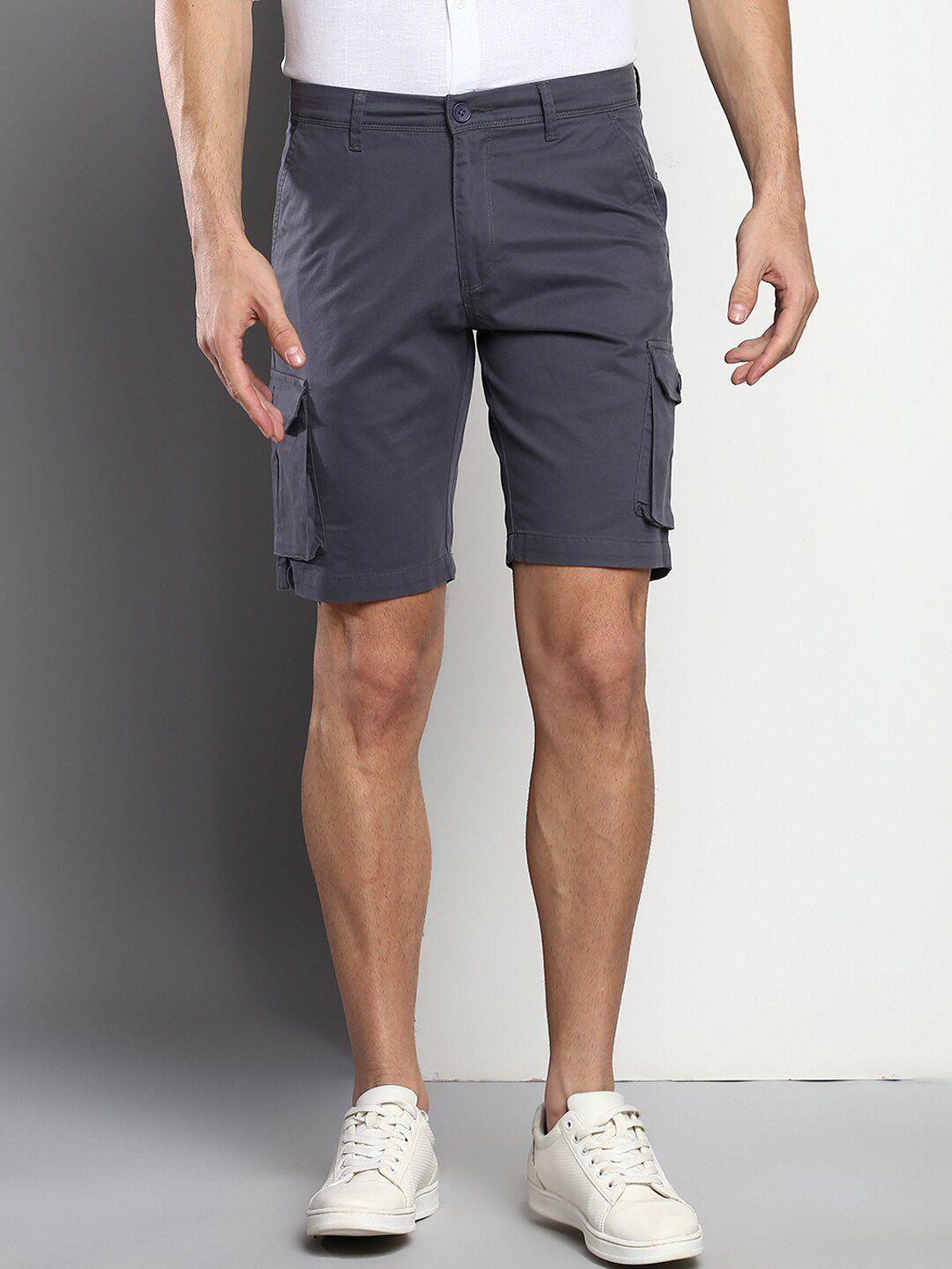 dennis lingo men grey slim fit cargo shorts