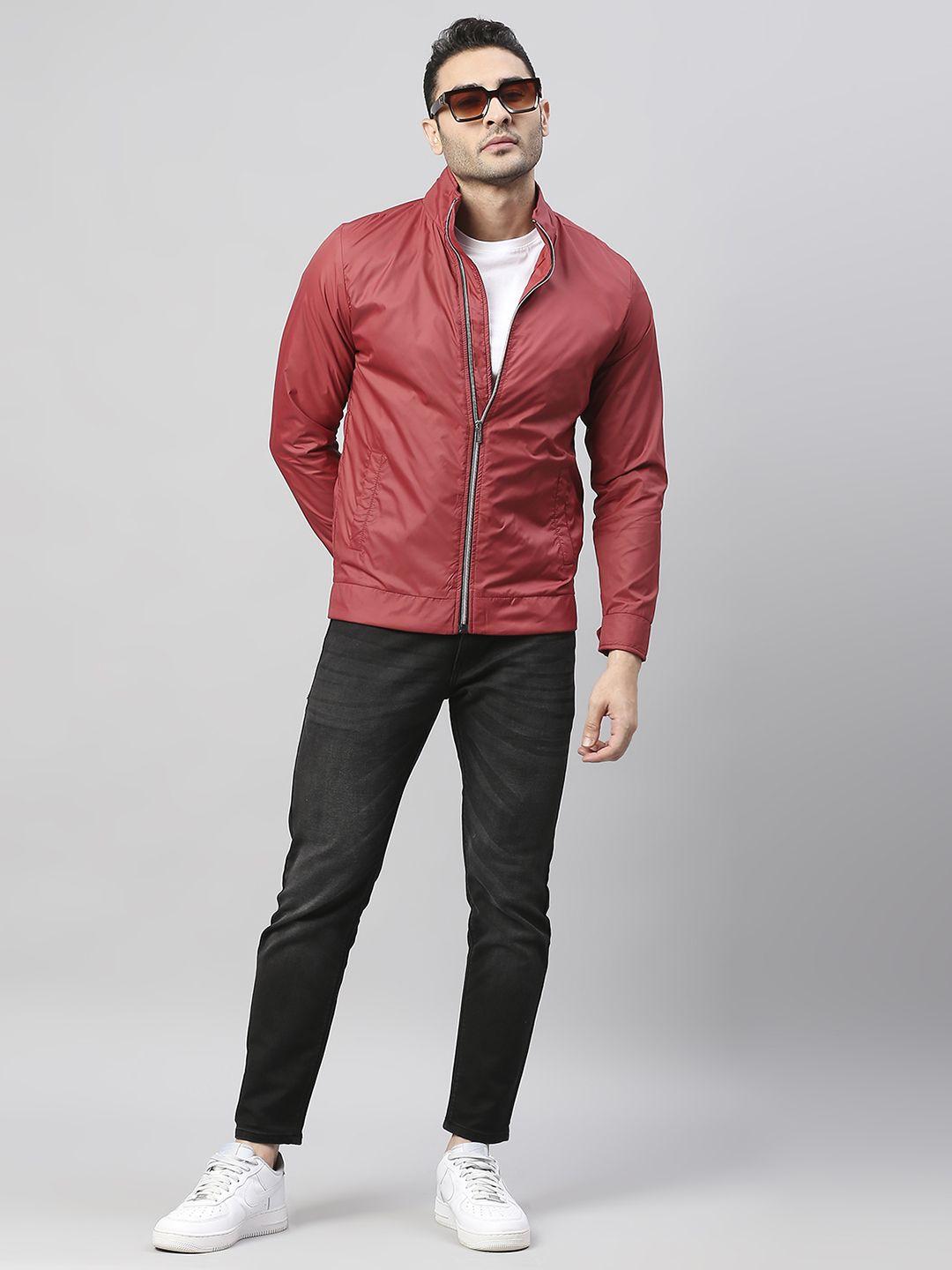 dennis lingo men maroon lightweight bomber jacket