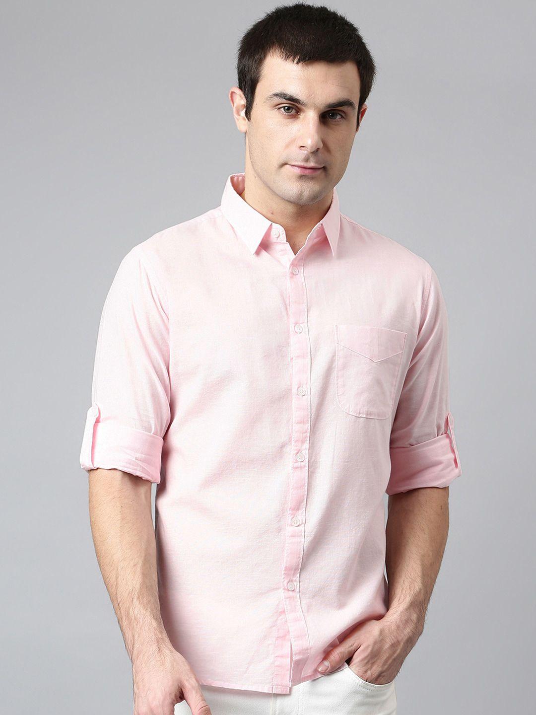 dennis lingo men pink comfort slim fit casual shirt