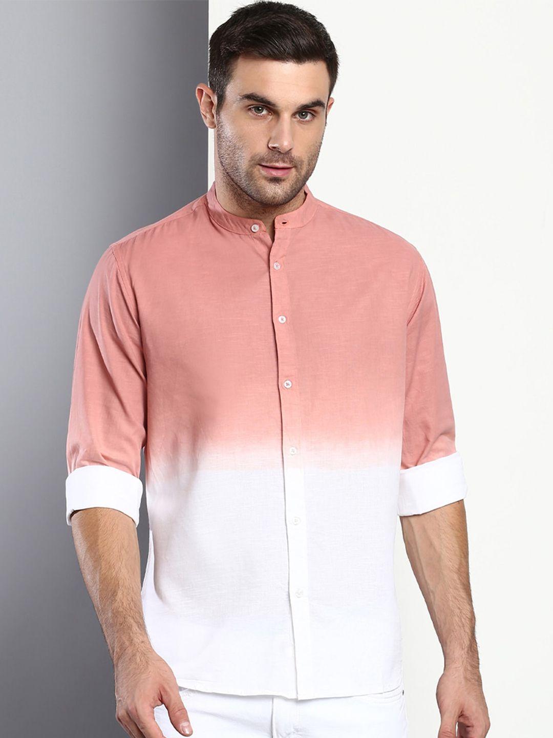 dennis lingo men pink slim fit faded casual shirt