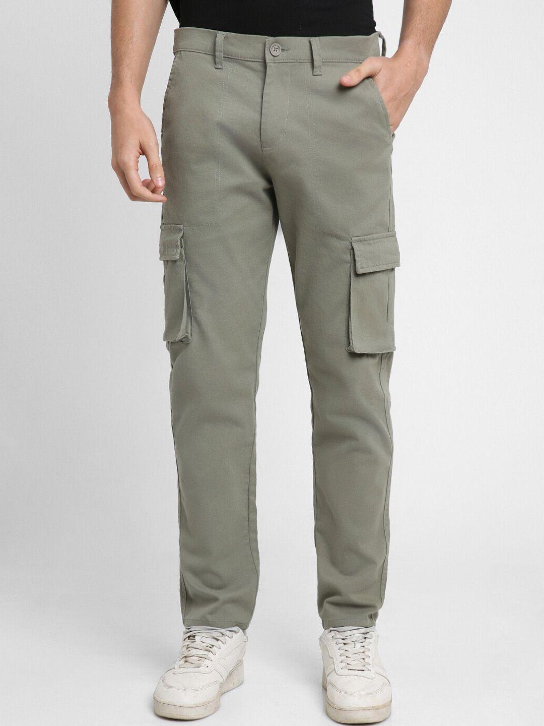 dennis lingo men slim fit mid-rise plain cargos