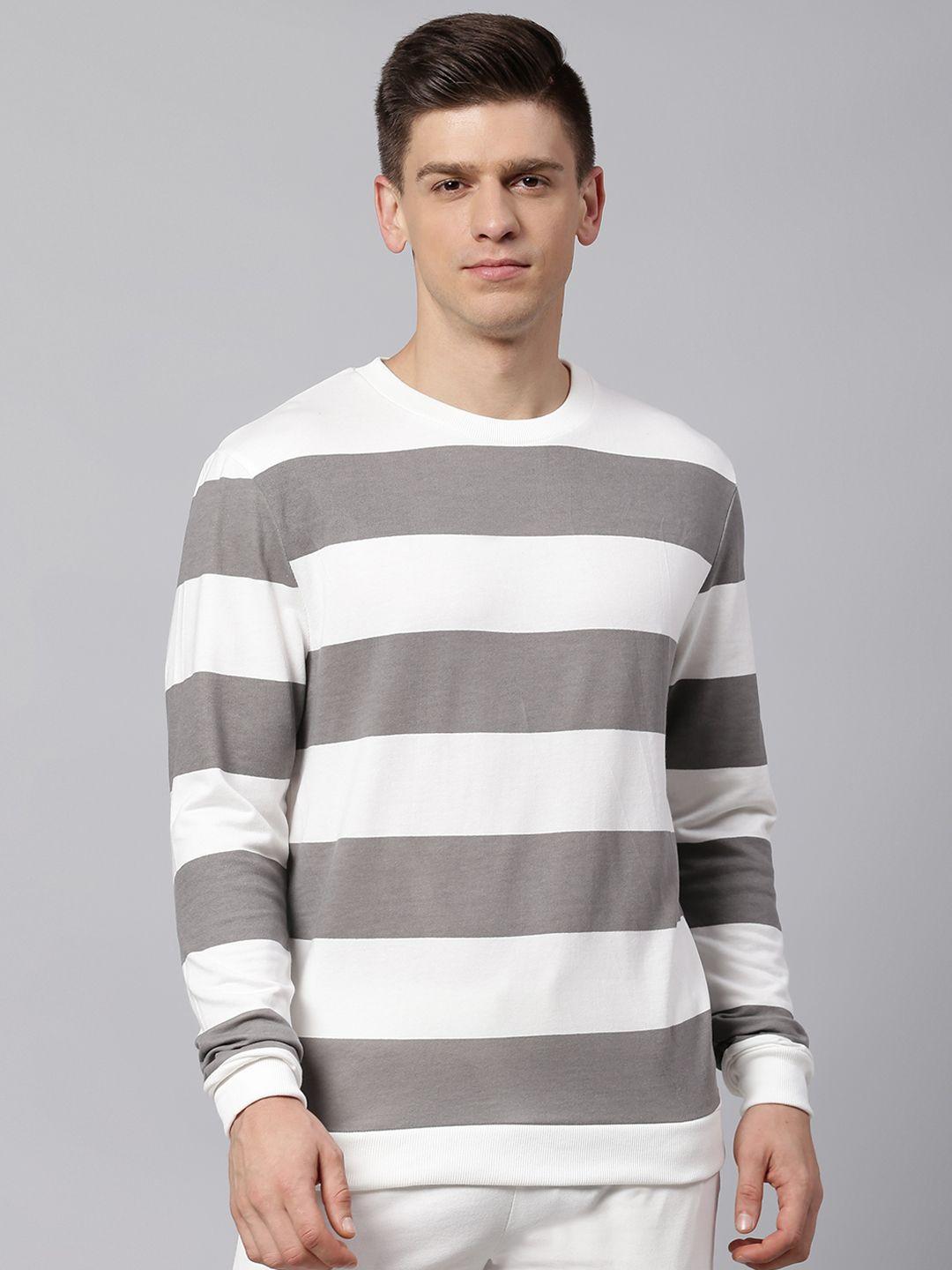 dennis lingo men white striped sweatshirt