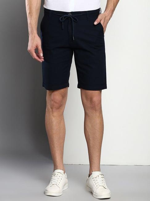dennis lingo navy  slim fit shorts