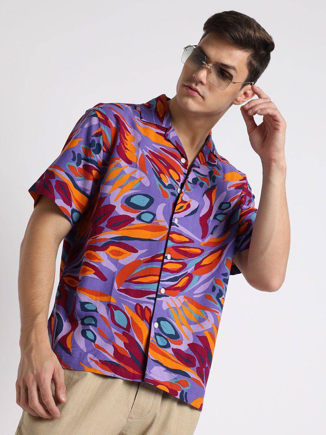 dennis lingo relaxed abstract printed casual shirt