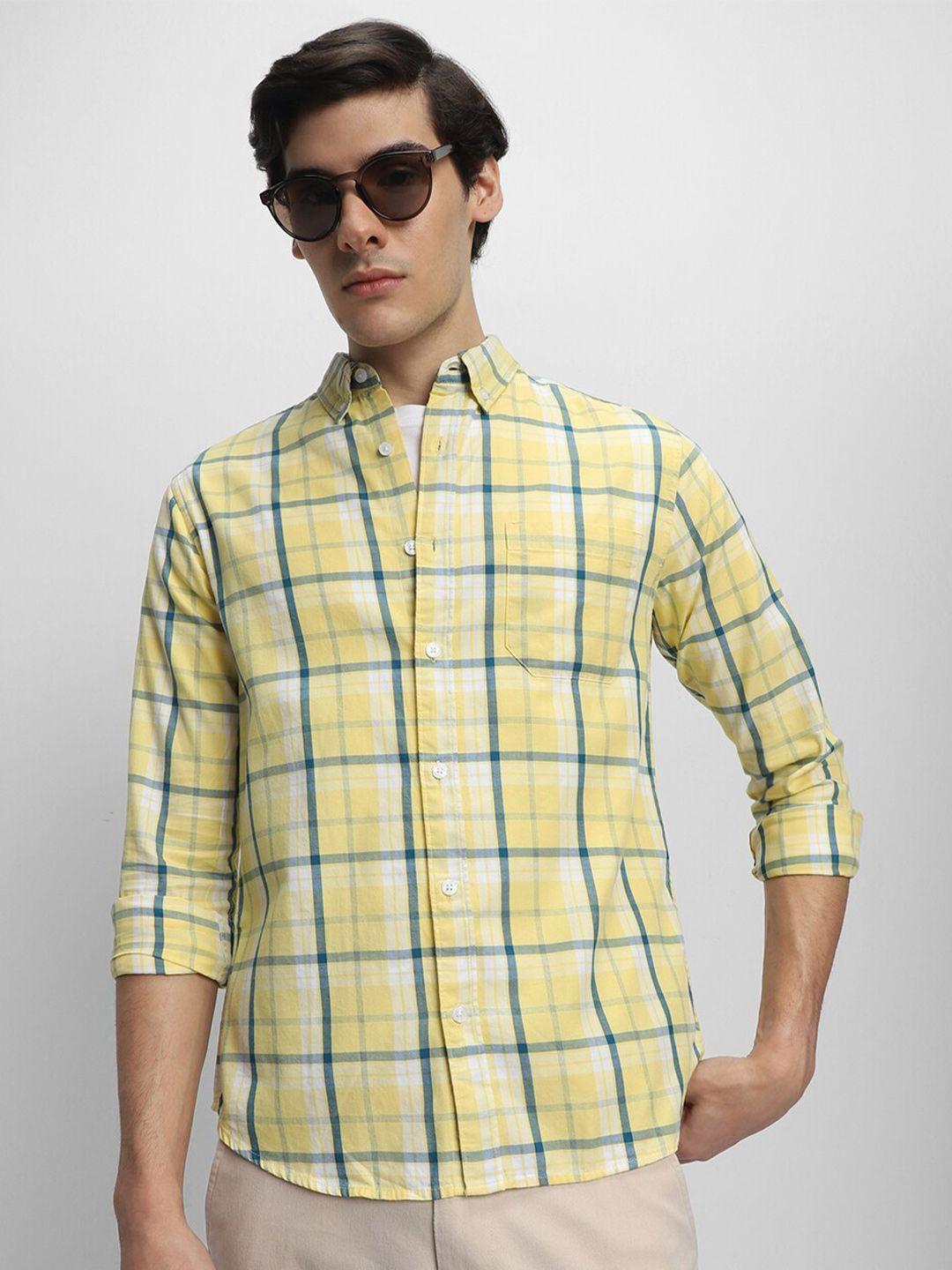 dennis lingo slim fit checked pure cotton casual shirt