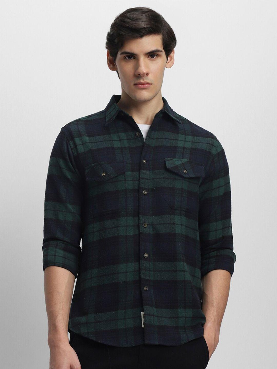 dennis lingo slim fit tartan checks pure cotton casual shirt