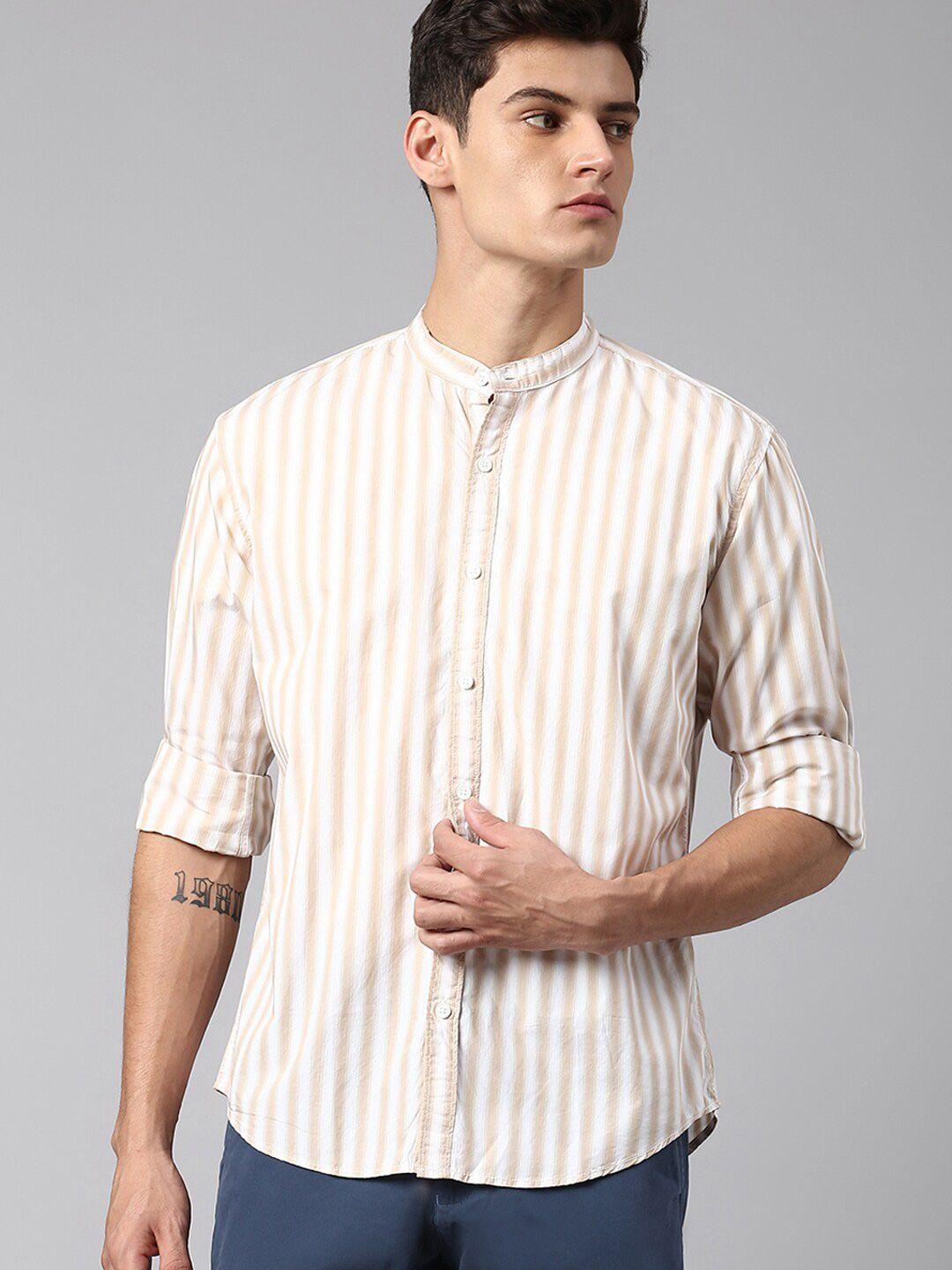 dennis lingo slim fit vertical stripes striped pure cotton casual shirt