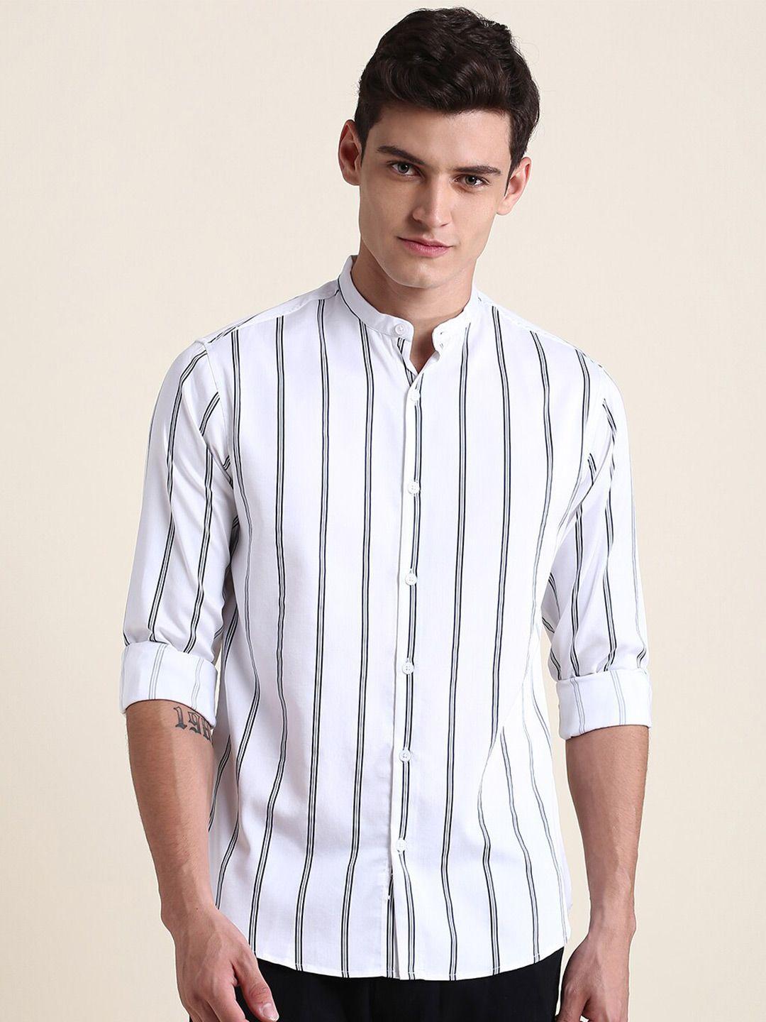 dennis lingo slim fit vertical stripes striped pure cotton casual shirt