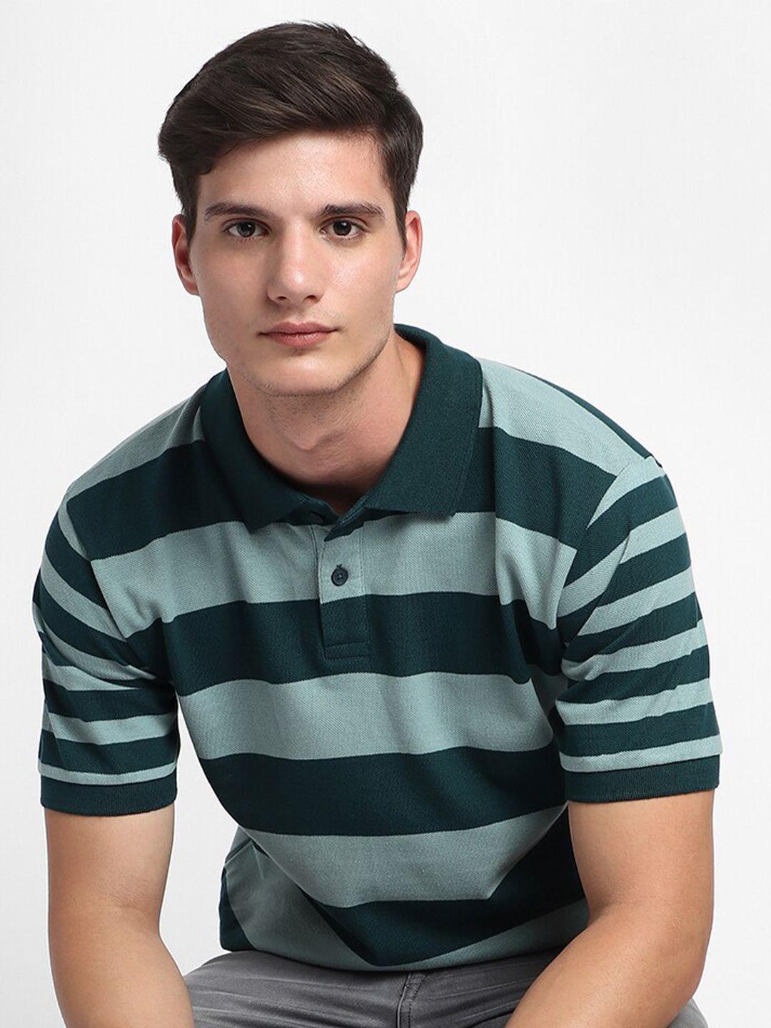 dennis lingo striped polo collar cotton t-shirt