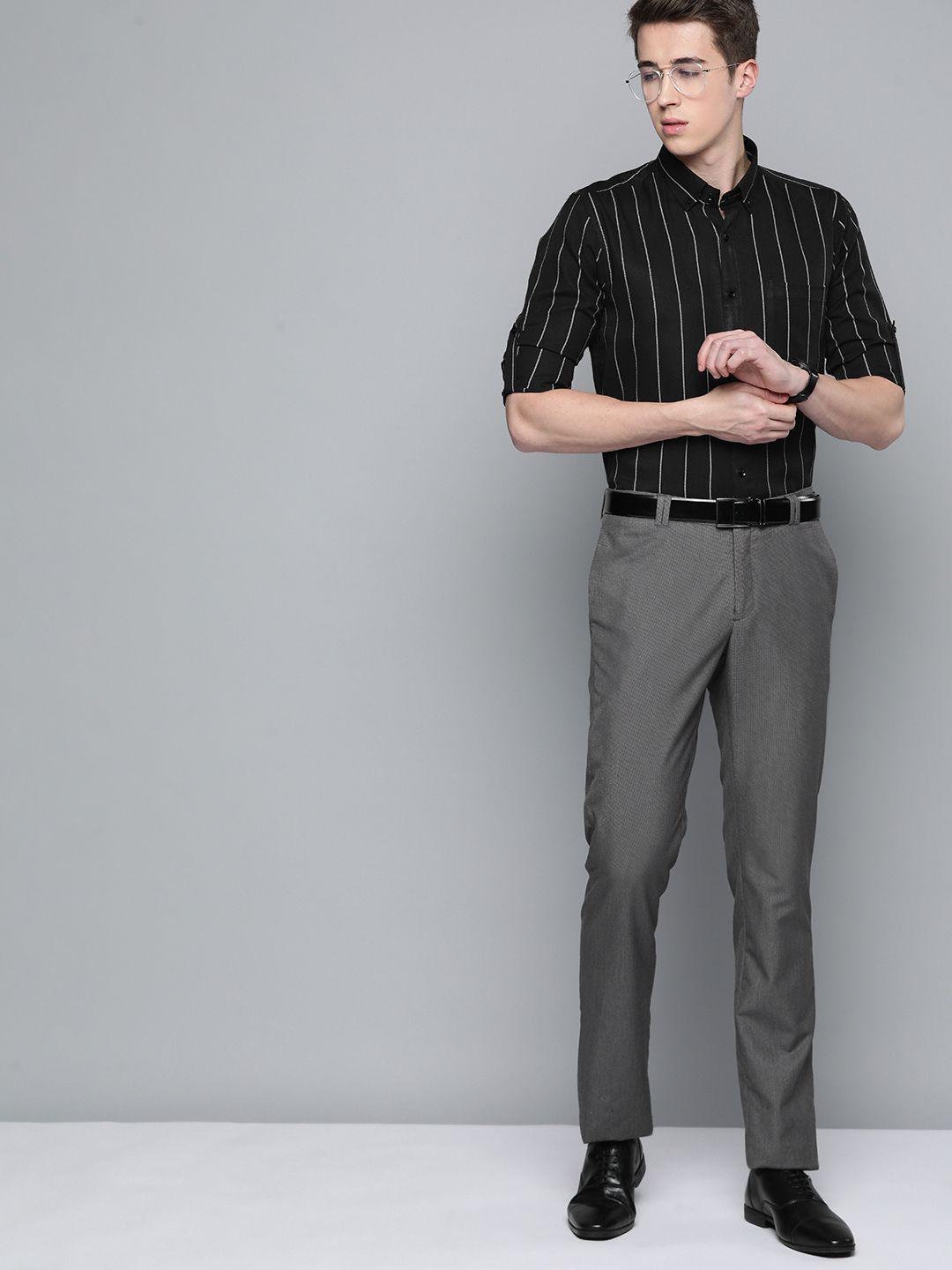 dennison men smart slim fit striped formal shirt