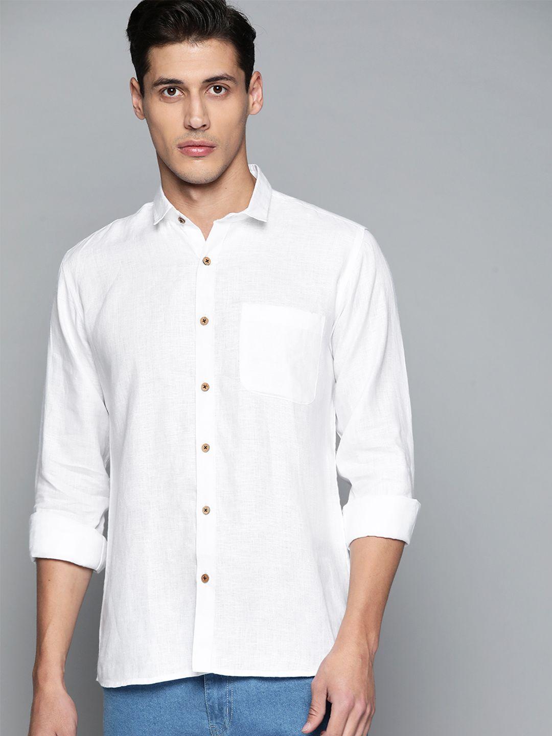 dennison men white pure hemp sustainable slim fit casual shirt
