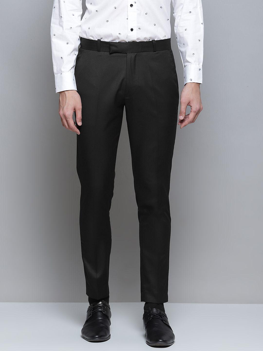 dennison men black smart tapered fit trousers