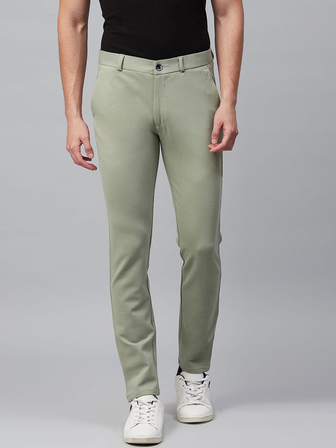 dennison men green smart skinny fit solid chinos